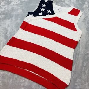 Soho Jeans Patriotic Knit Tank Top Womens‎ L USA Flag Sleeveless Stars Stripes